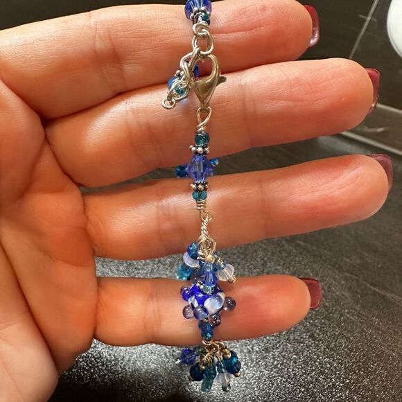 Vintage blue hand-blown glass and sterling silver bracelet, pendant bundle! - Picture 6 of 16